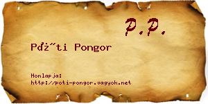 Póti Pongor névjegykártya